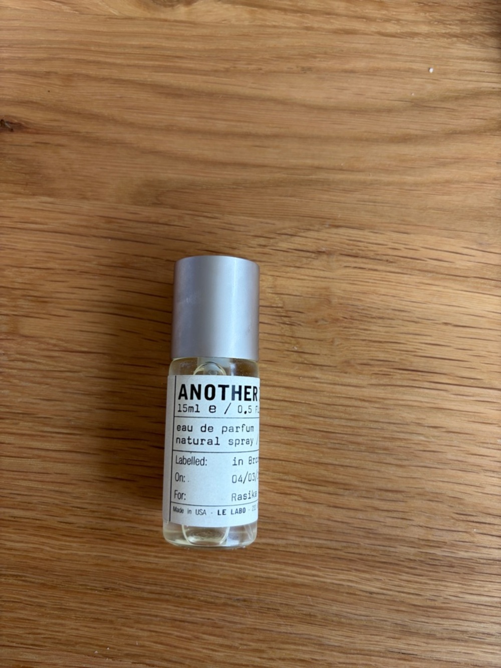 Le Labo Another 13 spray Bottle with Silver Cap and Clear Glass